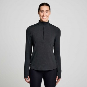 Black Saucony Triumph 3D 1/2 Zip Women's Sweatshirt | ISRAEL HYQPSO
