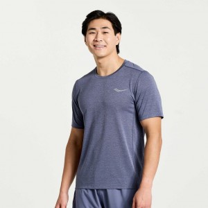 Blue Saucony Stopwatch Short Sleeve Men's T-Shirt | ISRAEL DGZSXN