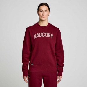 Burgundy Saucony Recovery Crew Women's Sweatshirt | ISRAEL SNDICJ