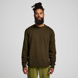 Olive Saucony Recovery Crew Men's Sweatshirt | ISRAEL XMNJIZ