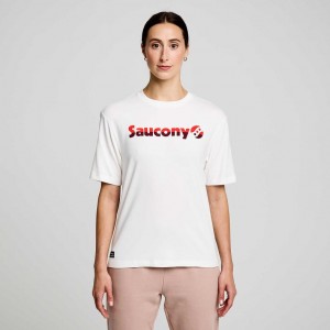 White Saucony Recovery Short Sleeve Women's T-Shirt | ISRAEL CGVASX