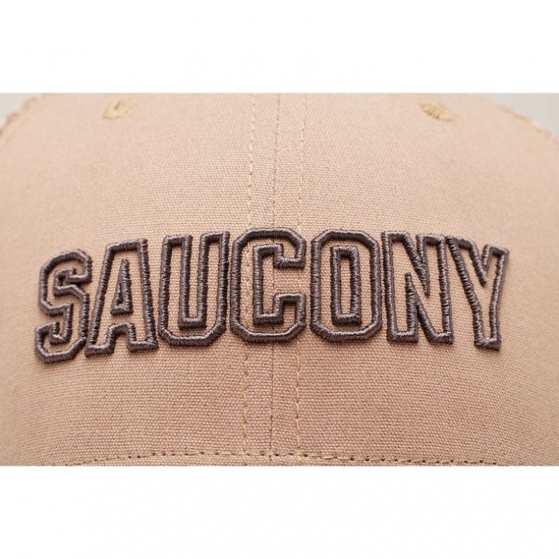 Beige Saucony Adjustable Snap Back Men's Trucker Hats | ISRAEL LQZMUP