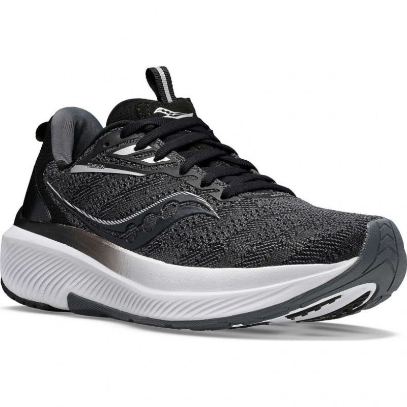 Black Saucony Echelon 9 Men's Wide Running Shoes | ISRAEL EGCLYK