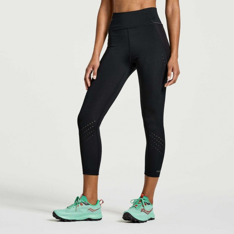 Black Saucony Explorer Utility Crop Women's Tight | ISRAEL EVGDMI