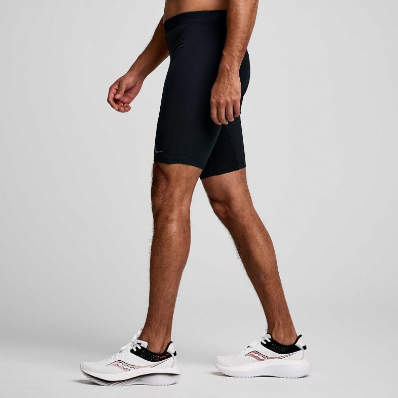 Black Saucony Fortify Lined Half Men's Tight | ISRAEL NSOVJC