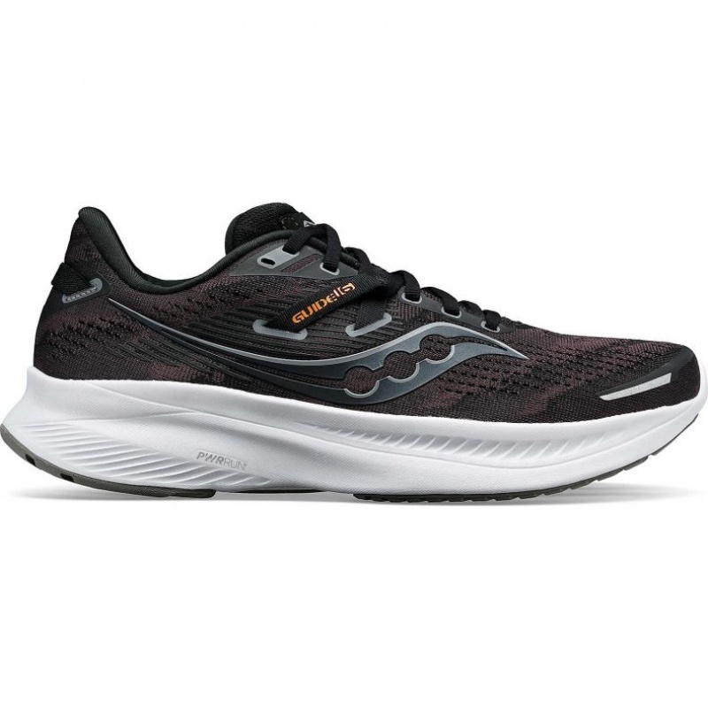 Black Saucony Guide 16 Men\'s Wide Running Shoes | ISRAEL KXPRIJ