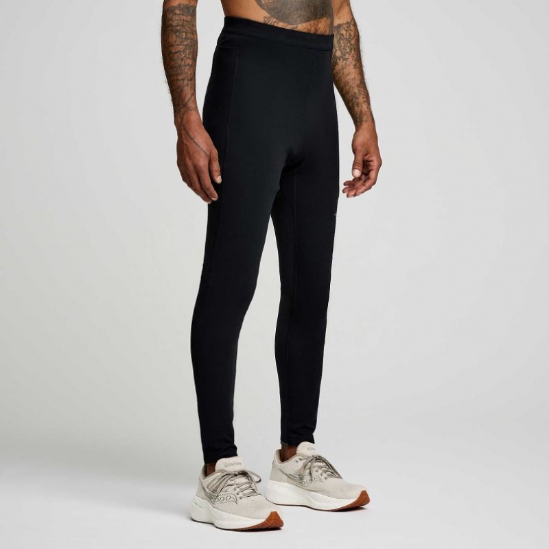 Black Saucony Solstice Men\'s Tight | ISRAEL OEWBTD