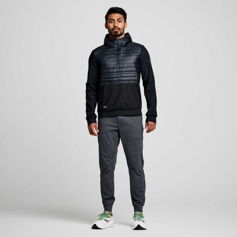 Black Saucony Solstice Oysterpuff Men's Hoodie | ISRAEL MJHLOT