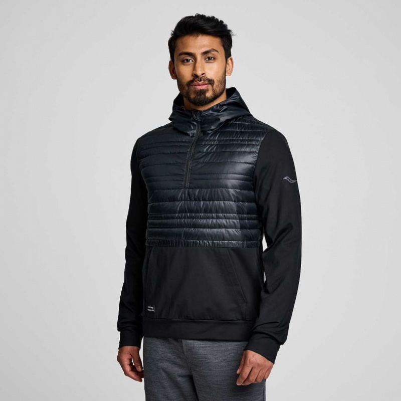 Black Saucony Solstice Oysterpuff Men\'s Hoodie | ISRAEL MJHLOT