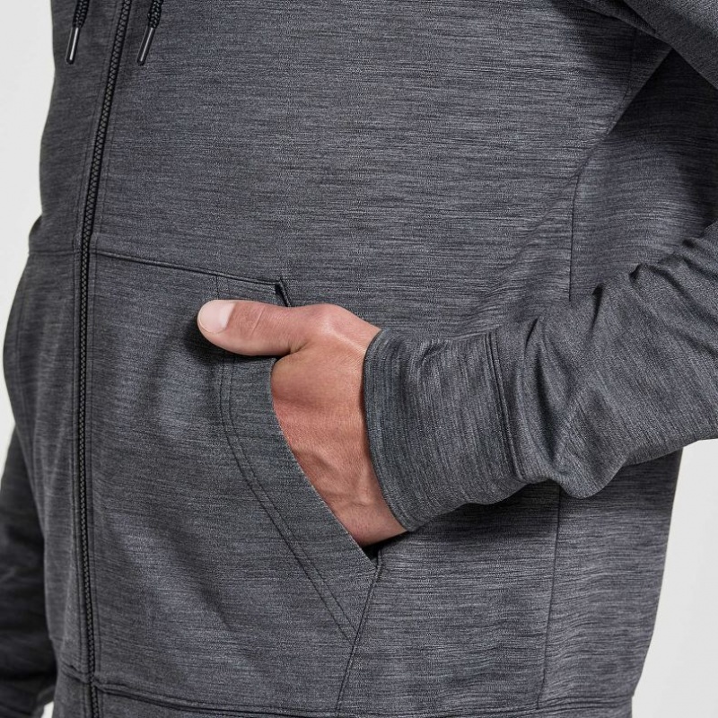 Black Saucony Solstice Zip Men's Hoodie | ISRAEL JAEUDV
