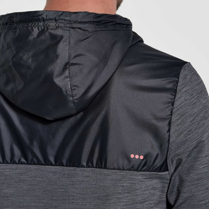 Black Saucony Solstice Zip Men's Hoodie | ISRAEL JAEUDV