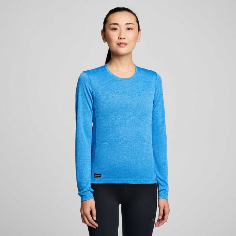 Blue Saucony Stopwatch Long Sleeve Women\'s T-Shirt | ISRAEL HSVPFE
