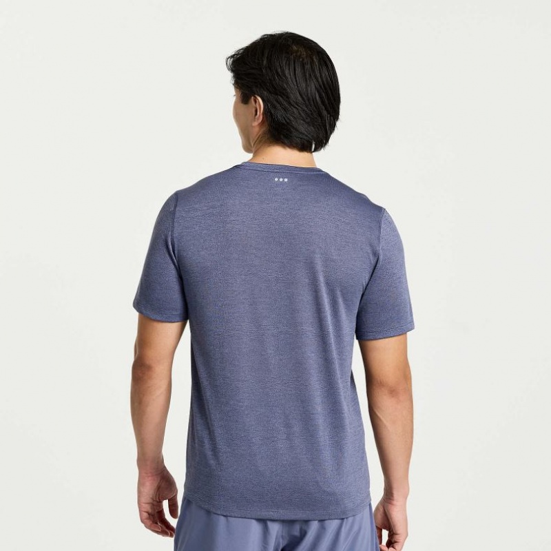 Blue Saucony Stopwatch Short Sleeve Men's T-Shirt | ISRAEL DGZSXN