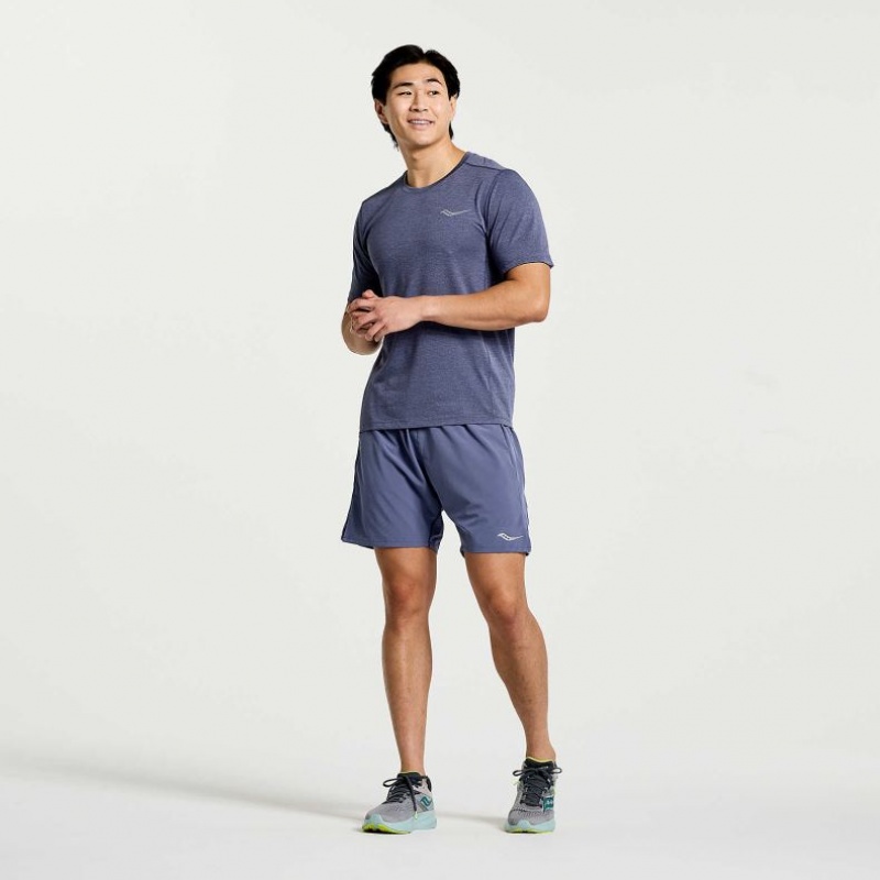 Blue Saucony Stopwatch Short Sleeve Men's T-Shirt | ISRAEL DGZSXN