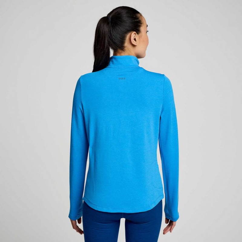 Blue Saucony Triumph 3D 1/2 Zip Women's Sweatshirt | ISRAEL FIGTBN