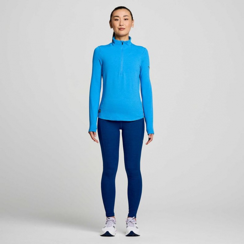 Blue Saucony Triumph 3D 1/2 Zip Women's Sweatshirt | ISRAEL FIGTBN