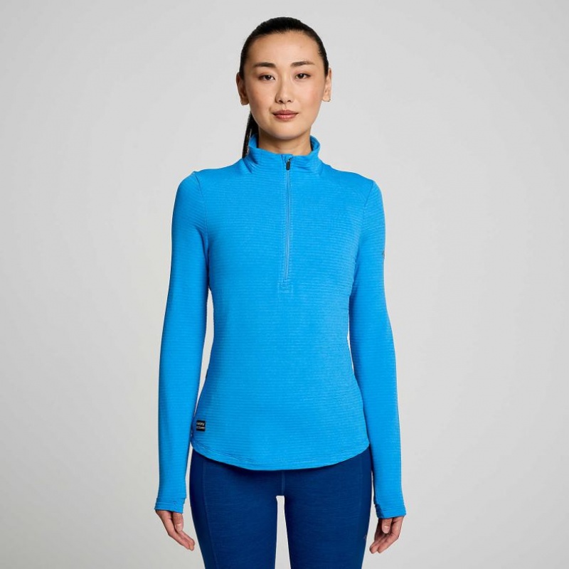 Blue Saucony Triumph 3D 1/2 Zip Women\'s Sweatshirt | ISRAEL FIGTBN