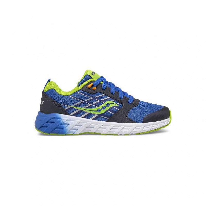 Blue / Green Saucony Wind 2.0 Lace Big Kids\' Sneakers | ISRAEL UVDQFO