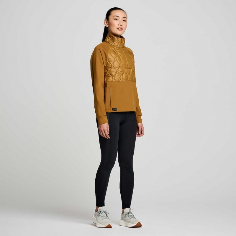 Brown Saucony Solstice Oysterpuff 1/2 Zip Women's Sweatshirt | ISRAEL GQYTNH
