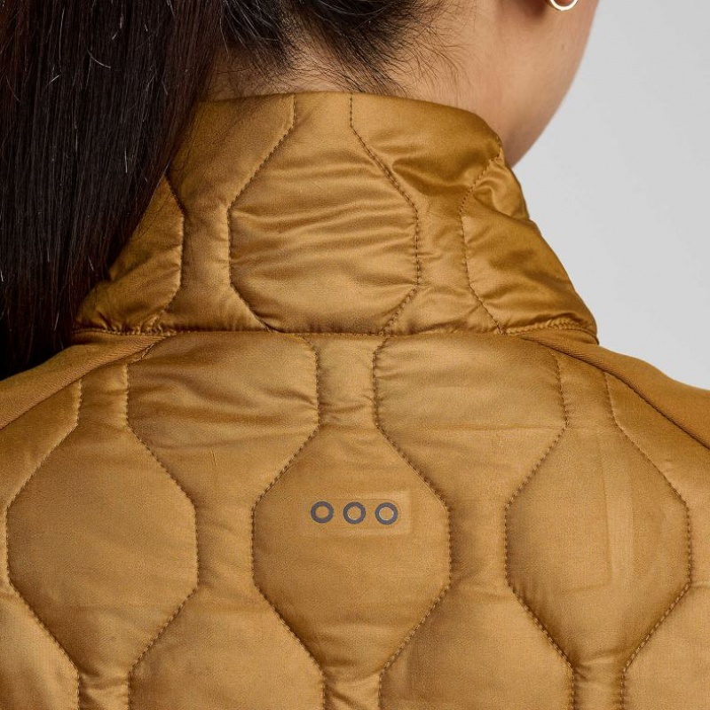 Brown Saucony Solstice Oysterpuff 1/2 Zip Women's Sweatshirt | ISRAEL GQYTNH