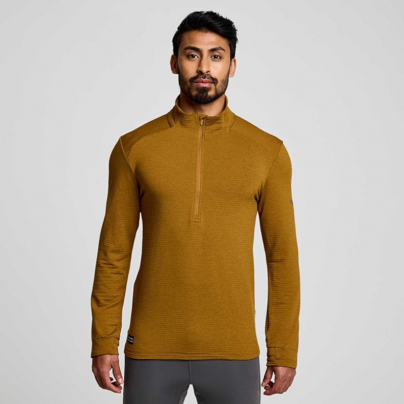 Brown Saucony Triumph 3D 1/2 Zip Men\'s Sweatshirt | ISRAEL LOCUIA