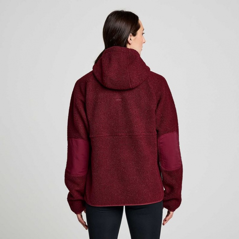 Burgundy Saucony Recovery Sherpa Pullover Women's Hoodie | ISRAEL DBALEX