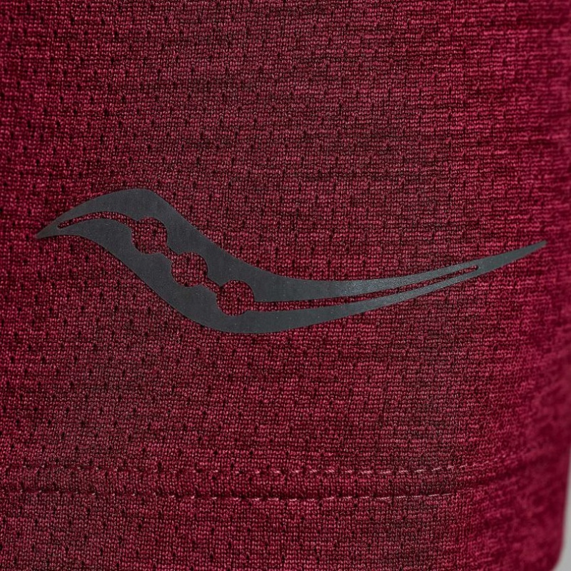 Burgundy Saucony Stopwatch Short Sleeve Men's T-Shirt | ISRAEL FTNDVS