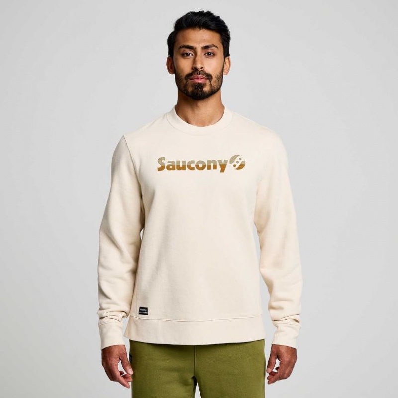 Cream Saucony Recovery Crew Men\'s Sweatshirt | ISRAEL DRPMIU