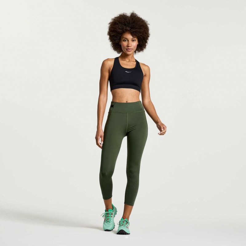 Dark Green Saucony Explorer Utility Crop Women's Tight | ISRAEL JRDICN