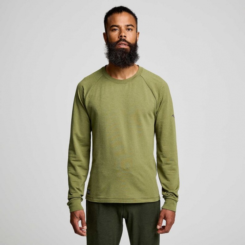 Green Saucony Triumph 3D Crew Men\'s Sweatshirt | ISRAEL OFXGAP