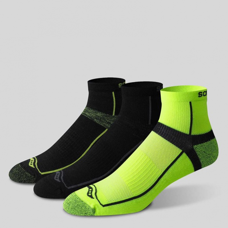 Green / Black Saucony Inferno Quarter 3-Pack Women's Socks | ISRAEL MNRQHB
