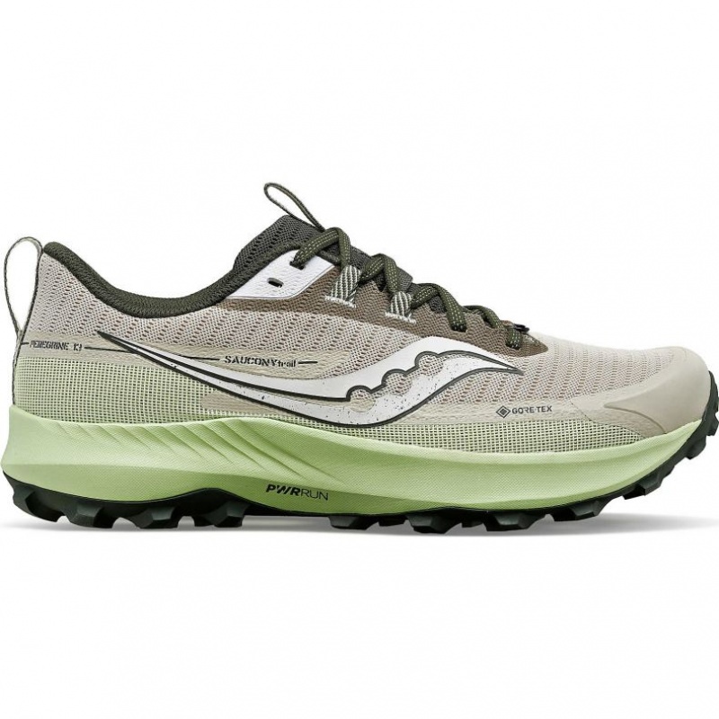Grey / Mint Saucony Peregrine 13 GTX Men\'s Running Shoes | ISRAEL TXECOJ