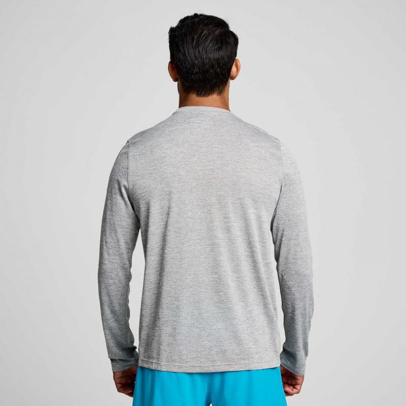 Light Grey Saucony Stopwatch Graphic Long Sleeve Men's T-Shirt | ISRAEL TLYVUX
