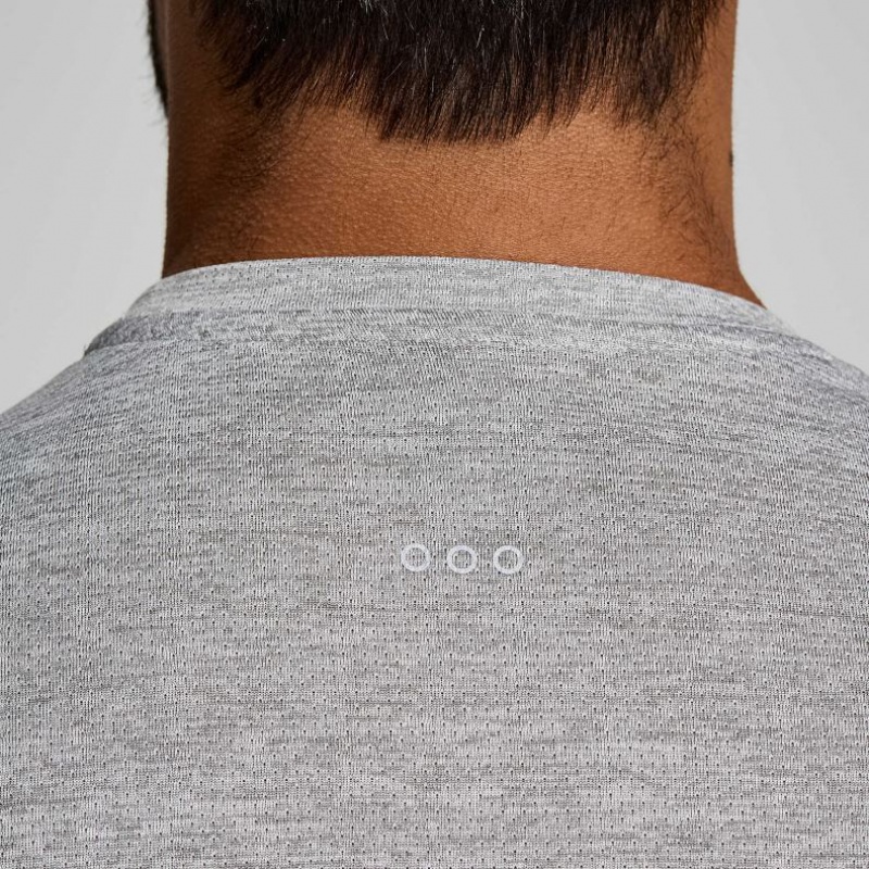 Light Grey Saucony Stopwatch Graphic Long Sleeve Men's T-Shirt | ISRAEL TLYVUX