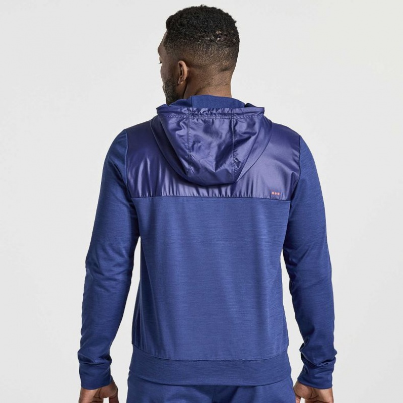 Navy Saucony Solstice Zip Men's Hoodie | ISRAEL MALZNJ