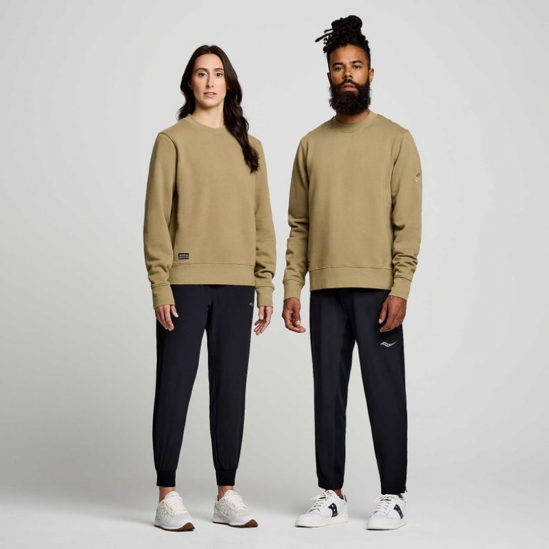 Olive Saucony Recovery Crew Men's Sweatshirt | ISRAEL AGBUSQ