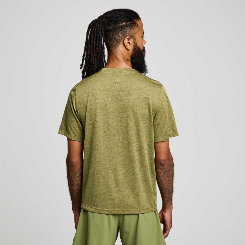Olive Saucony Stopwatch Graphic Short Sleeve Men's T-Shirt | ISRAEL OUZHDV