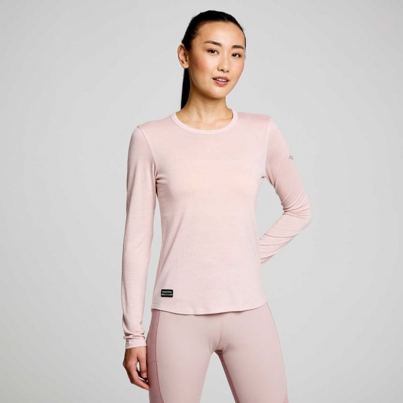 Pink Saucony Peregrine Merino Long Sleeve Women\'s T-Shirt | ISRAEL RGHTSY