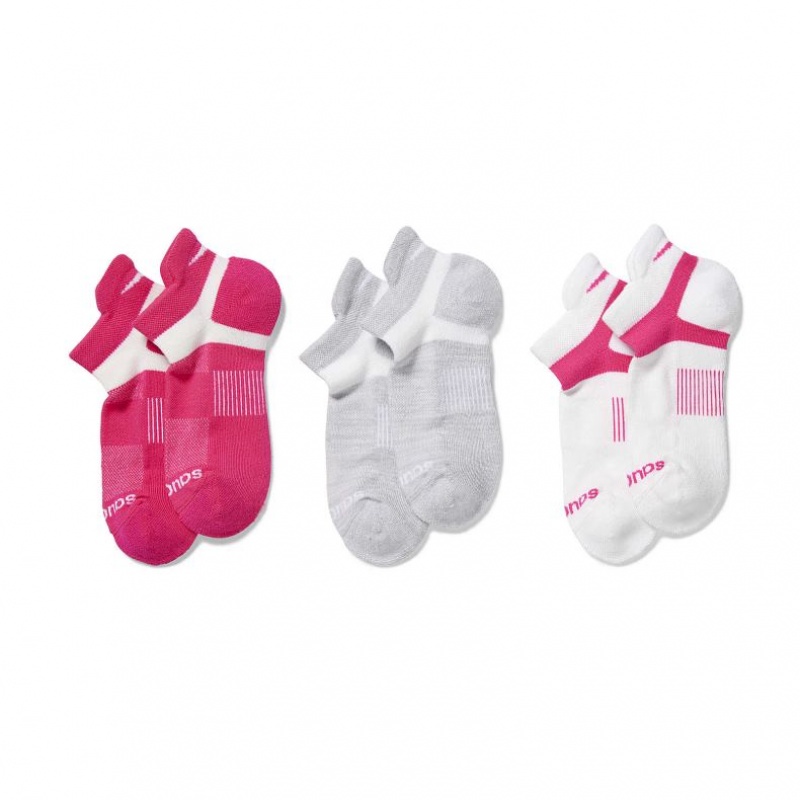 Pink / Grey / White Saucony Inferno No Show Tab 3-Pack Women\'s Socks | ISRAEL AIPGDB