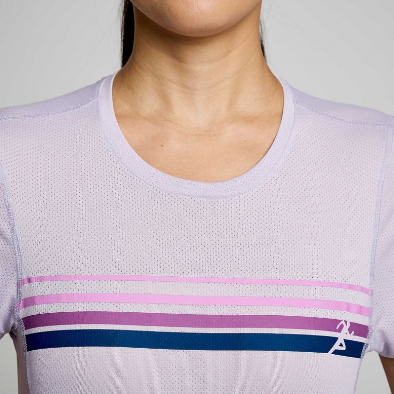 Purple Saucony Stopwatch Graphic Short Sleeve Women's T-Shirt | ISRAEL MRYCHX