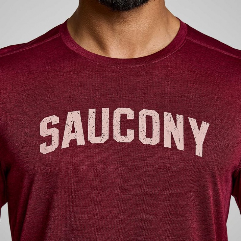 Red Saucony Stopwatch Graphic Long Sleeve Men's T-Shirt | ISRAEL NSIDAJ