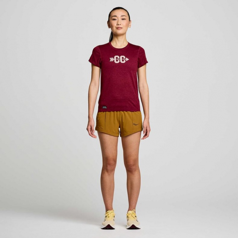 Red Saucony Stopwatch Graphic Short Sleeve Women's T-Shirt | ISRAEL QXBZGW