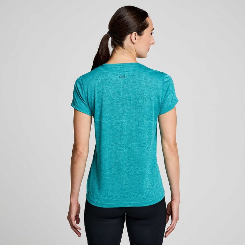 Turquoise Saucony Stopwatch Short Sleeve Women's T-Shirt | ISRAEL SBRQIK