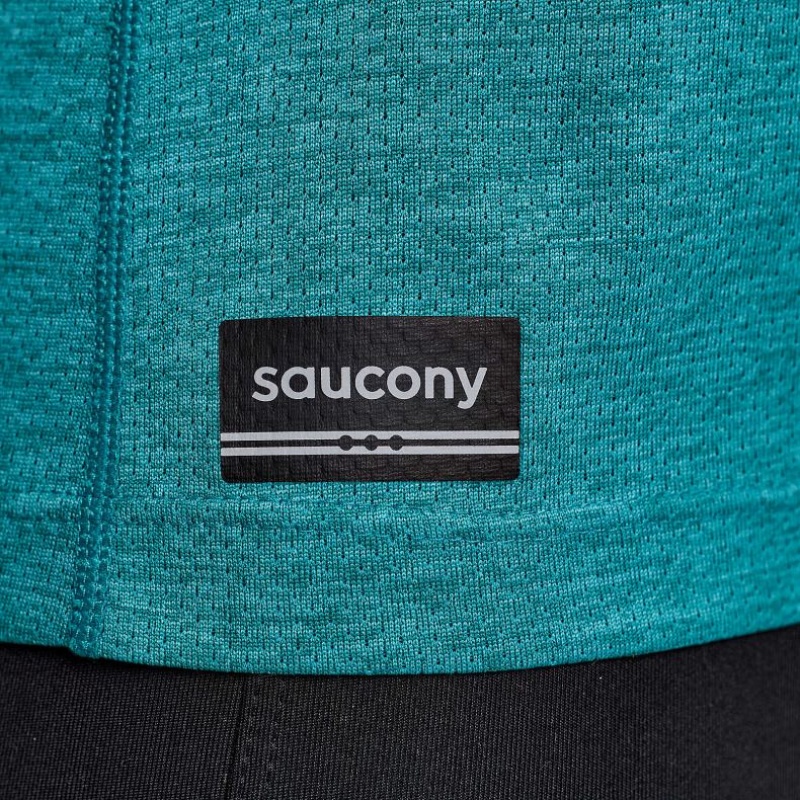 Turquoise Saucony Stopwatch Short Sleeve Women's T-Shirt | ISRAEL SBRQIK