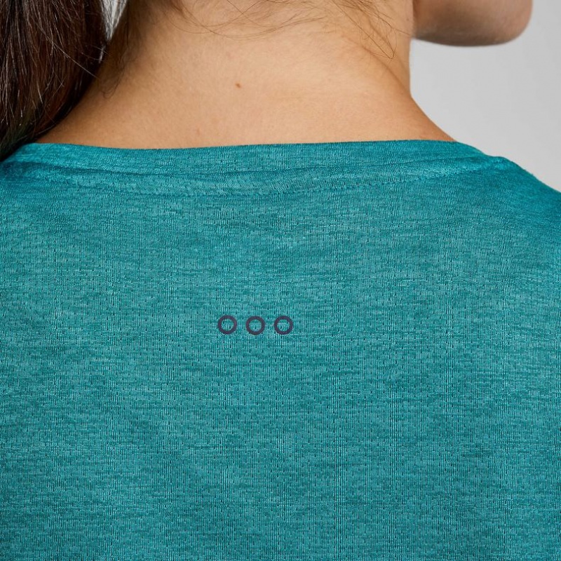 Turquoise Saucony Stopwatch Short Sleeve Women's T-Shirt | ISRAEL SBRQIK