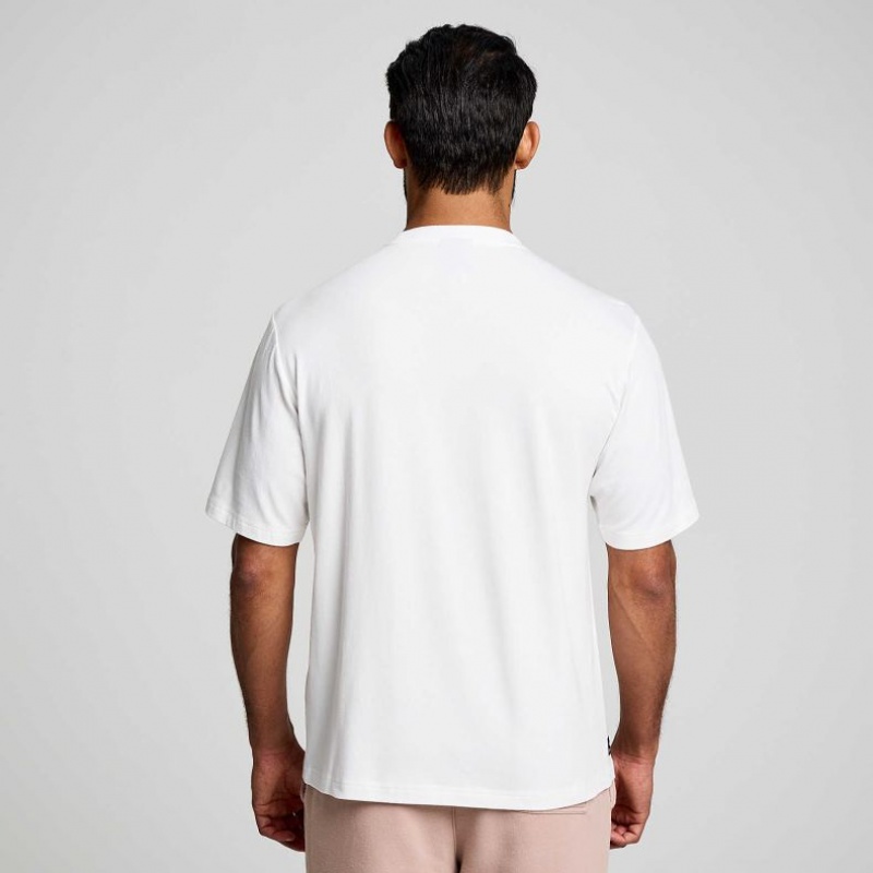 White Saucony Recovery Short Sleeve Men's T-Shirt | ISRAEL FDGLMY