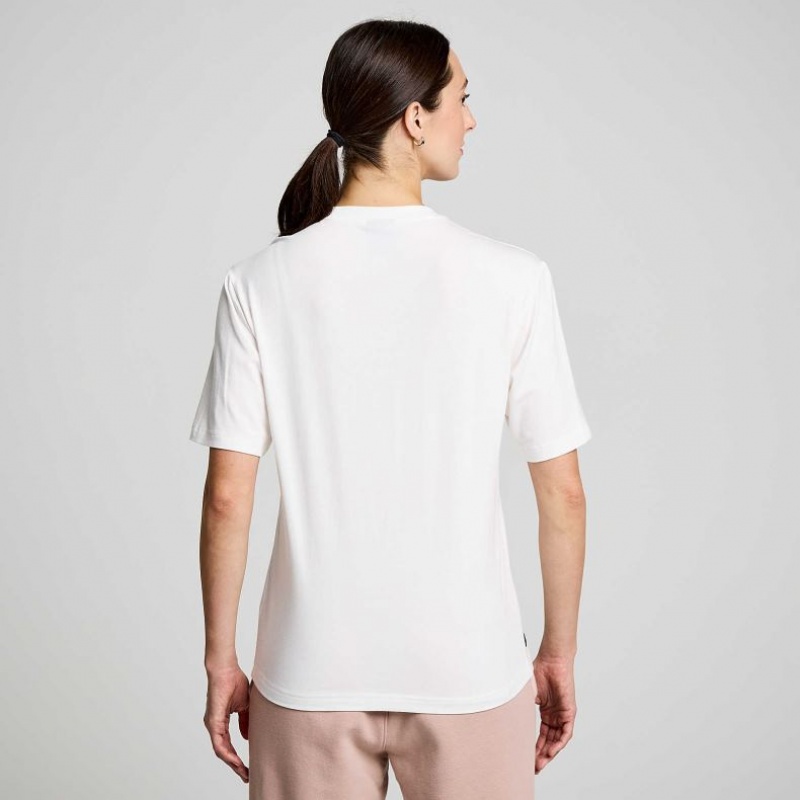 White Saucony Recovery Short Sleeve Women's T-Shirt | ISRAEL CGVASX