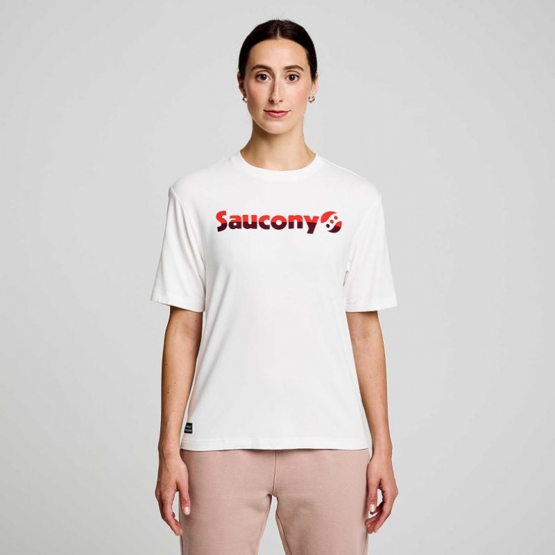 White Saucony Recovery Short Sleeve Women\'s T-Shirt | ISRAEL CGVASX