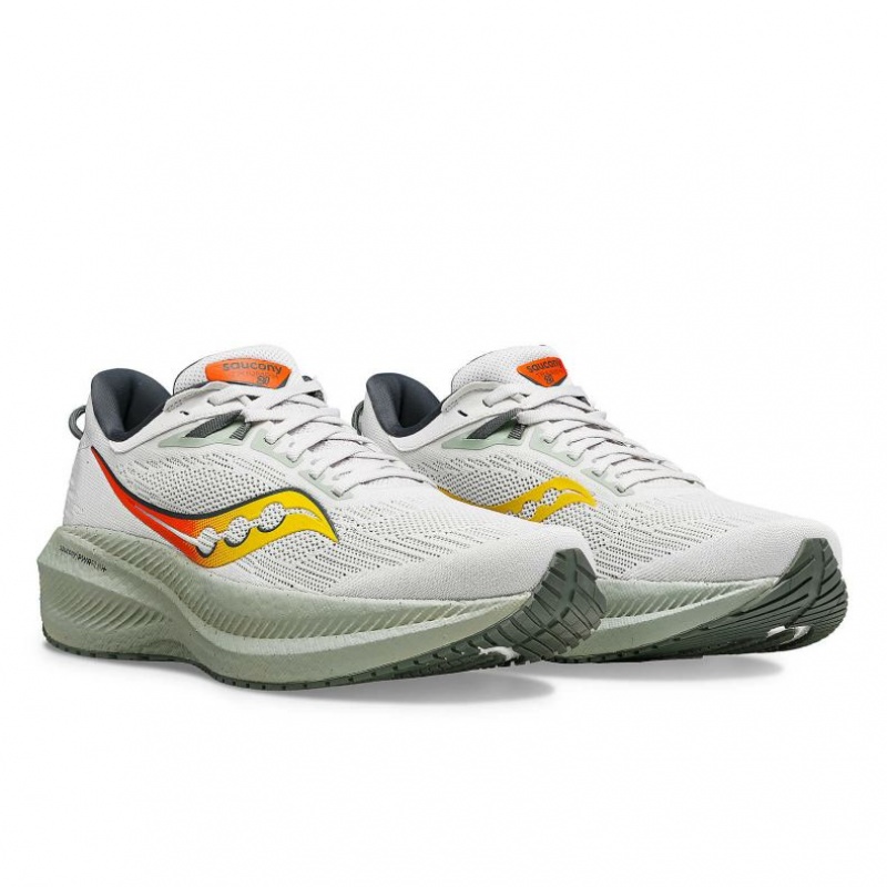 White Saucony Triumph 21 Men's Running Shoes | ISRAEL KWHBOA
