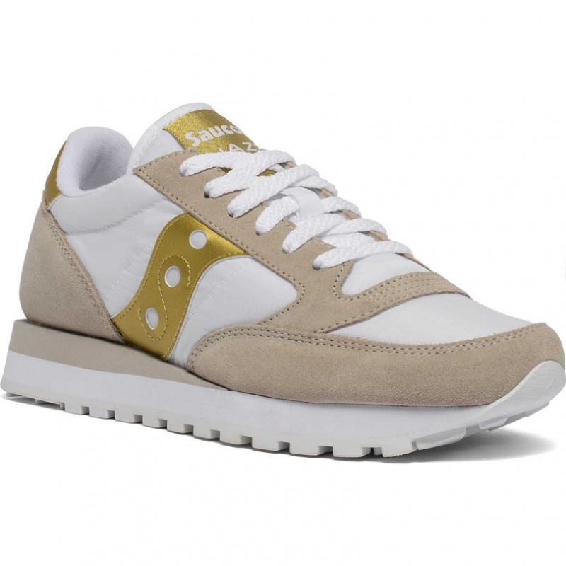 White / Beige / Gold Saucony Jazz Original Women's Sneakers | ISRAEL YFOXAU